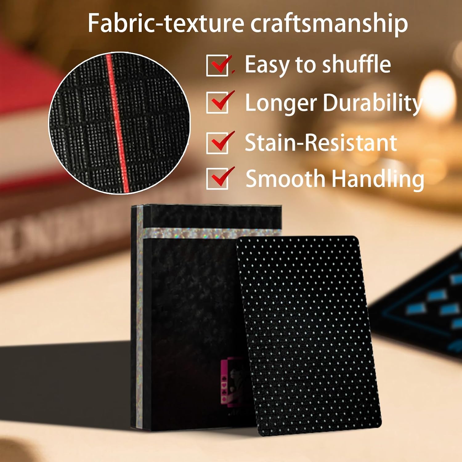 Ben Niu Premium PVC Playing Cards with Linen Finish, Black Illustrated Playing Cards for Cardistry, High End Waterproof Design Poker Cards in 3D Laser Case, Luxury Poker Gifts for Men, 1 Deck
