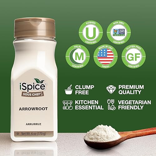 Miniatura 3 de iSpice Polvo de arrurruz premium  Harina de arrurruz espesante natural  Almidón de arrurruz sin gluten  Polvo de flecha sin OMG  6 oz (170 g)