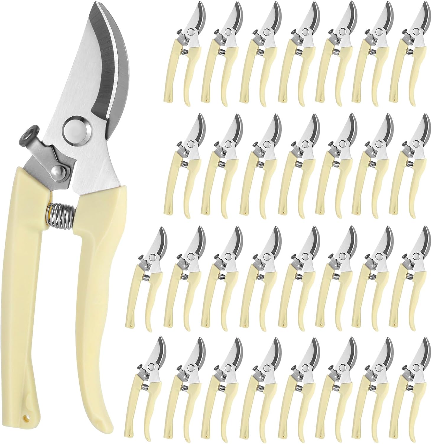 30 Pcs Beige Garden Clippers, Pruning Shears for Gardening, Handheld Heavy Duty Plant Scissors Bypass Pruning Shears for Gardening Yard Hedge Flowers Tree Trimming Plant Cutter
