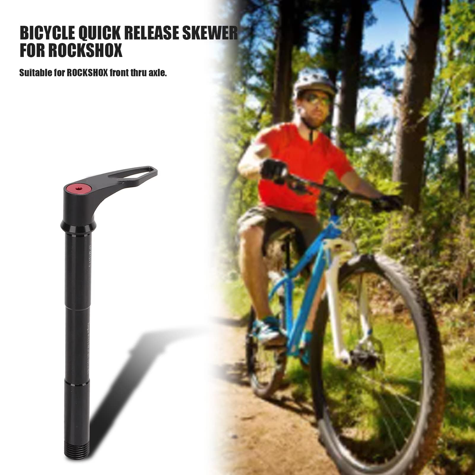 Spiedino per asse anteriore passante, da 15 mm, a sgancio rapido, con maniglia girevole regolabile, forcelle per Rockshox