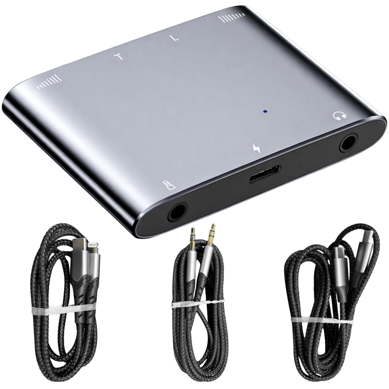Adattatore di interfaccia audio per live streaming, convertitore doppio di schede audio stereo, audio ad alta risoluzione 32 bit/384 kHz, custodia in lega di alluminio, compatibile con registrazione
