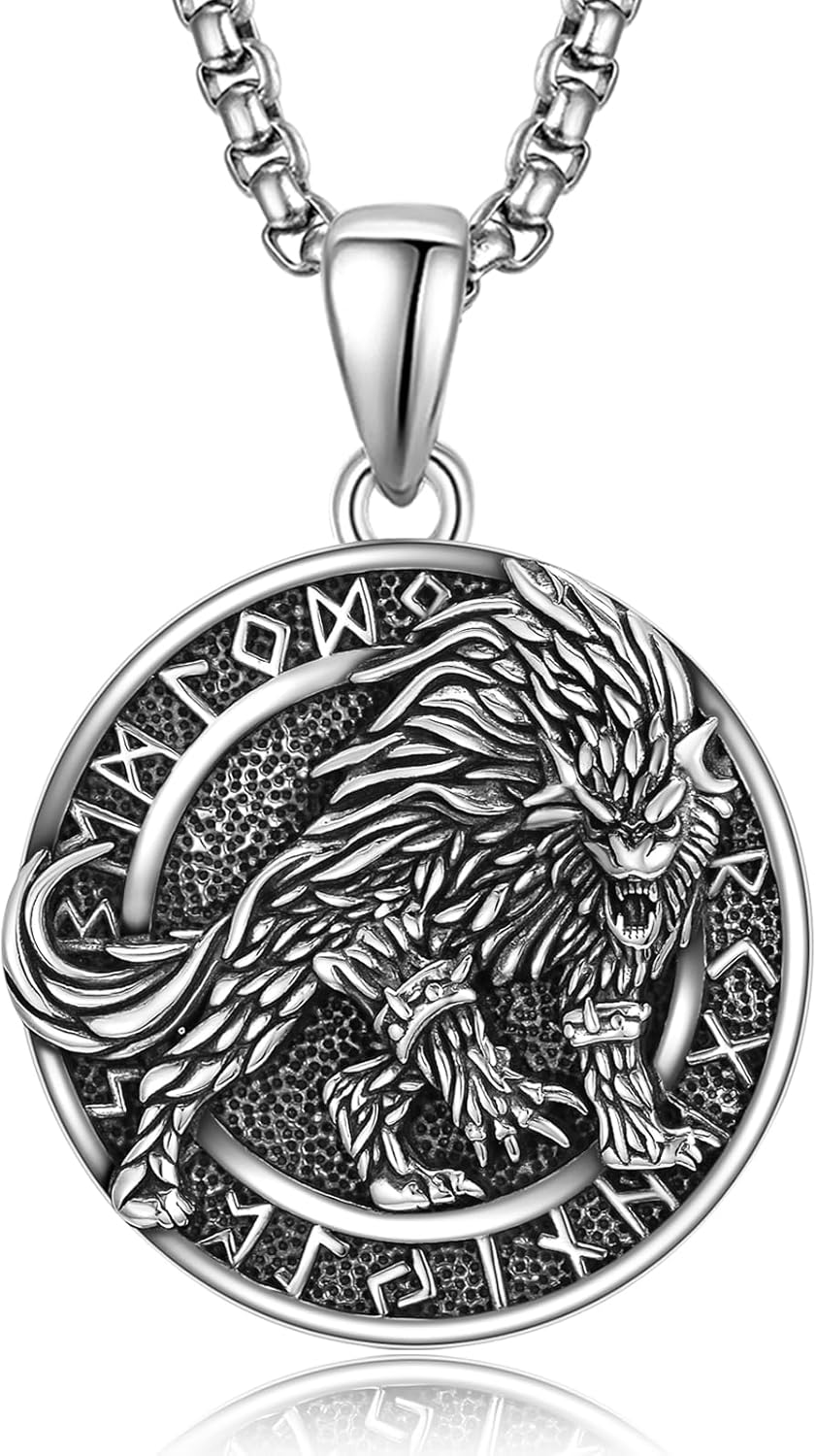 Palpitate Viking Necklace 925 Sterling Silver Nordic Pendant Necklace Norse Jewelry Gifts for Viking Lovers