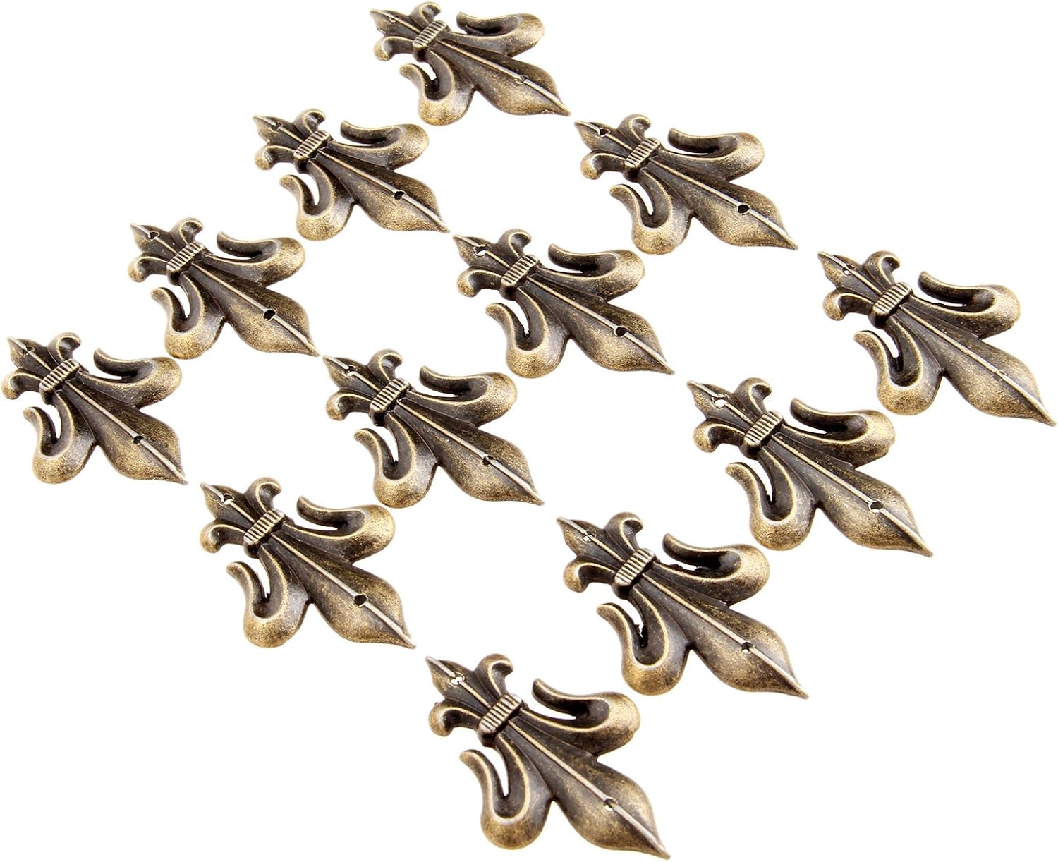 dophee 12 Pack Vintage Feet Leg Corner Protectors, Metal Embellishments Box Guard Edge Cover, Antique Bronze Decorative Furniture Brackets with Nails for Cabinet Wooden Case Table Desk, 2.09"x1.3"