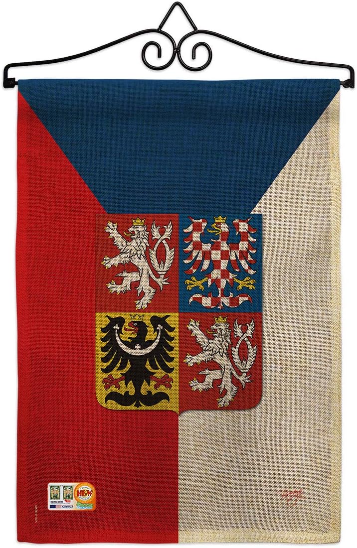 Czech Republic Burlap Garden Flag Set Wall Hanger Regional Nationality Nation International World Country Particular Area Small Decorative Gift Yard House Banner Double-Sided Made In USA 13 X 18.5