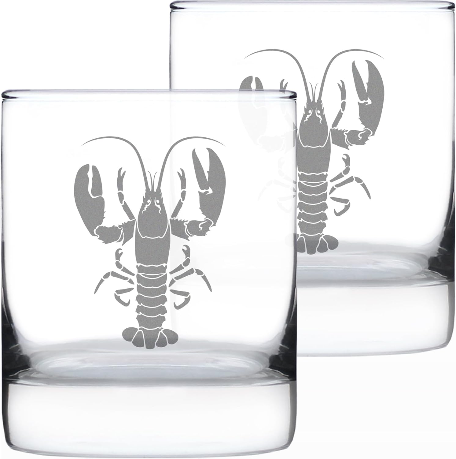 Bevvee Lobster - Whiskey Rocks Glass - Lobster Gifts, Maine Souvenirs and Decor - Set of 2-10.25 oz