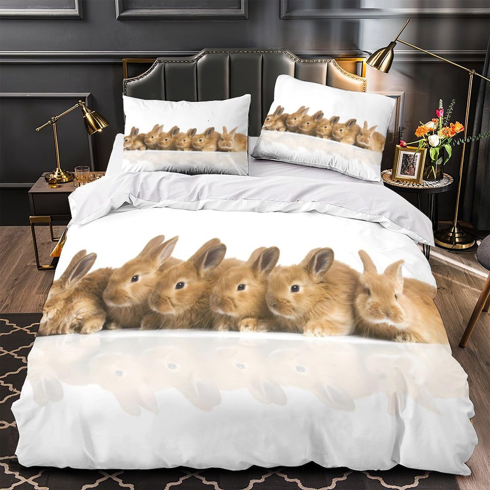 Housse de couette lapin pour lit enfant 135x200 parure microfbre