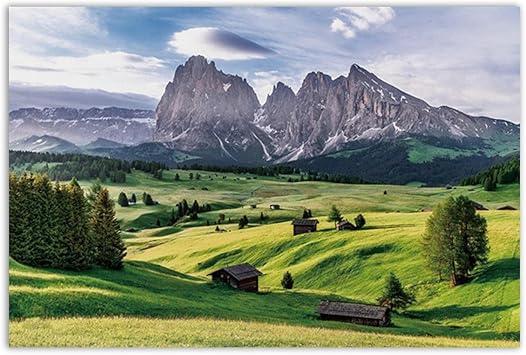 Amazon Co Jp キャンバスウォールアート風景画 美しいアルプスの山 自然の風景画 キャンバスに印刷 モダンな風景ポスターと版画 リビングルーム用ウォールアートx30cm 8x12in フレームレス ホーム キッチン