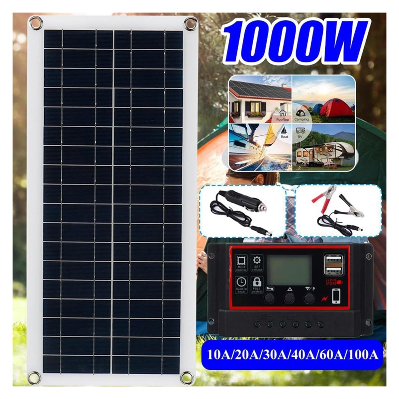 Panel słoneczny 12V kontroler ogniw słonecznych do telefonu ładowarka samochodowa RV bateria zewnętrzna Camping Idealny Wynik(With 30A Controller)