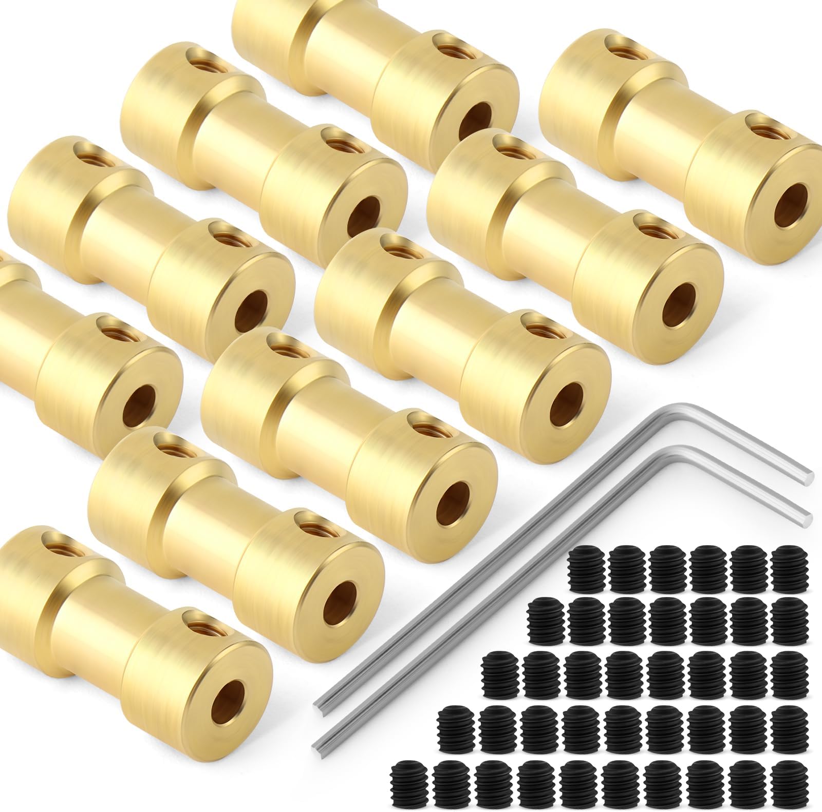 10pcs 2mm to 5mm Brass Shaft Coupling Joint Connector, Motor Shaft Extension Connector