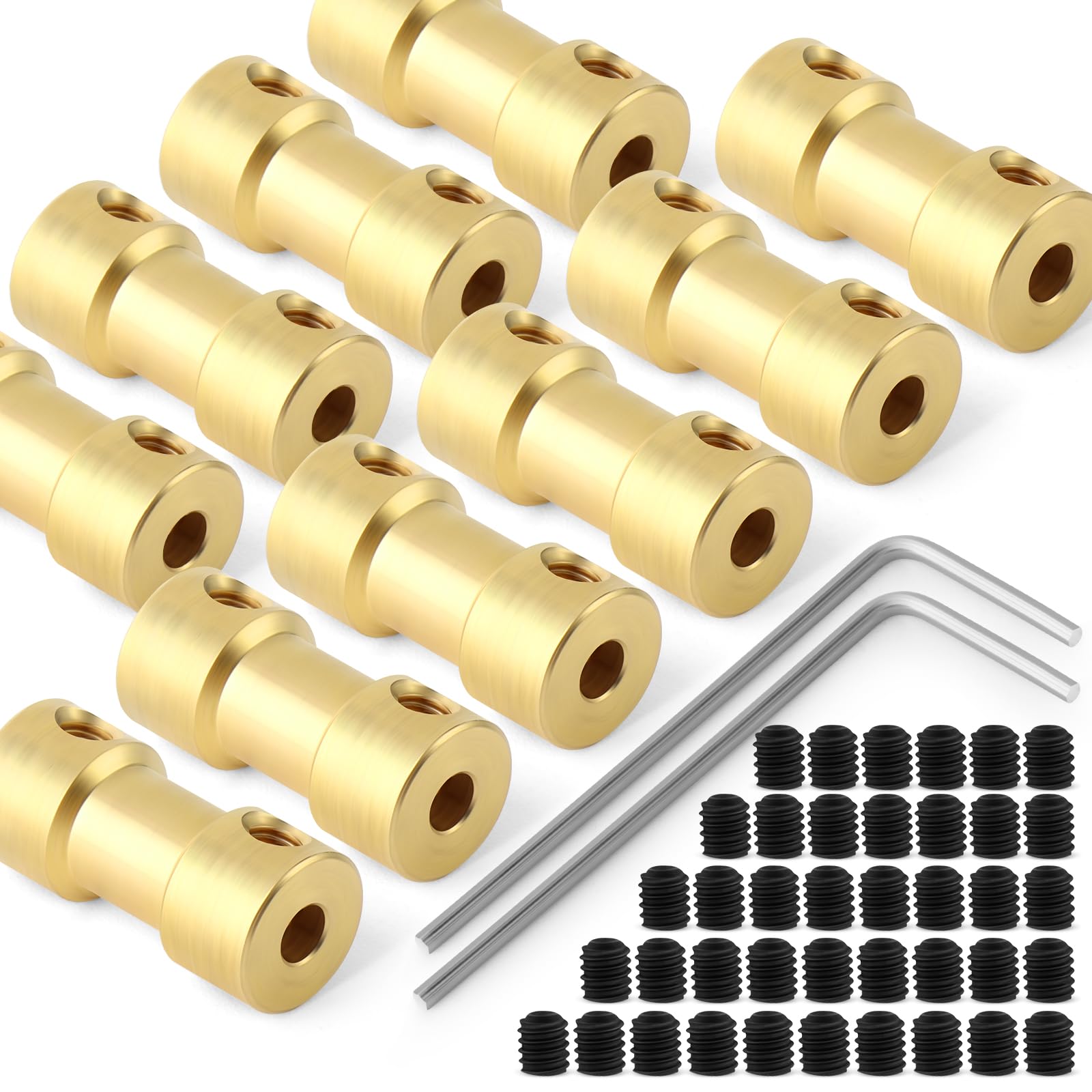 10pcs 2mm to 5mm Brass Shaft Coupling Joint Connector, Motor Shaft Extension Connector