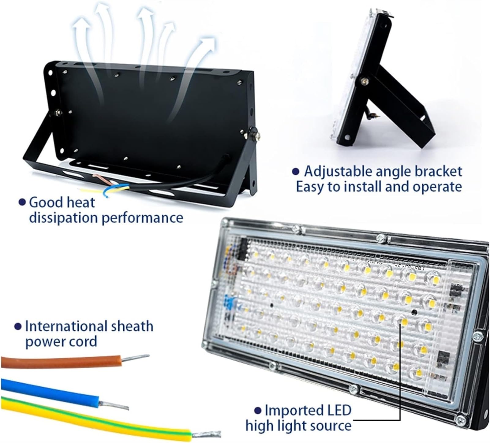 lampy solarne, Projektor do lampy ulicznej LED, zewnętrzny, IP65, ogrodu, na podwórko, garażu, drzwi(Flood Light X 1,WHITE 100W)