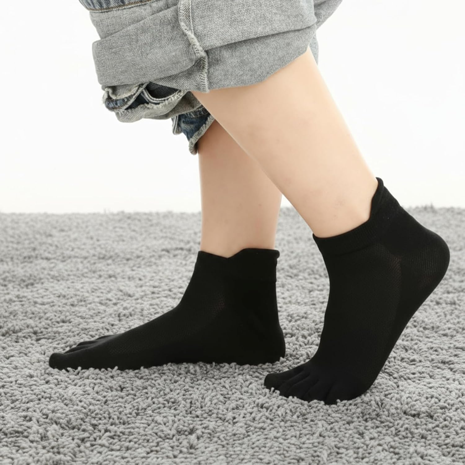 4 Pairs Toe Socks, Toe Shoes for Women Toes Topper Sock Women Barefoot Socks No Show Running Five Finger Stockings Low Cut Athletic 4 Colors Cotton Stockings - Image 3