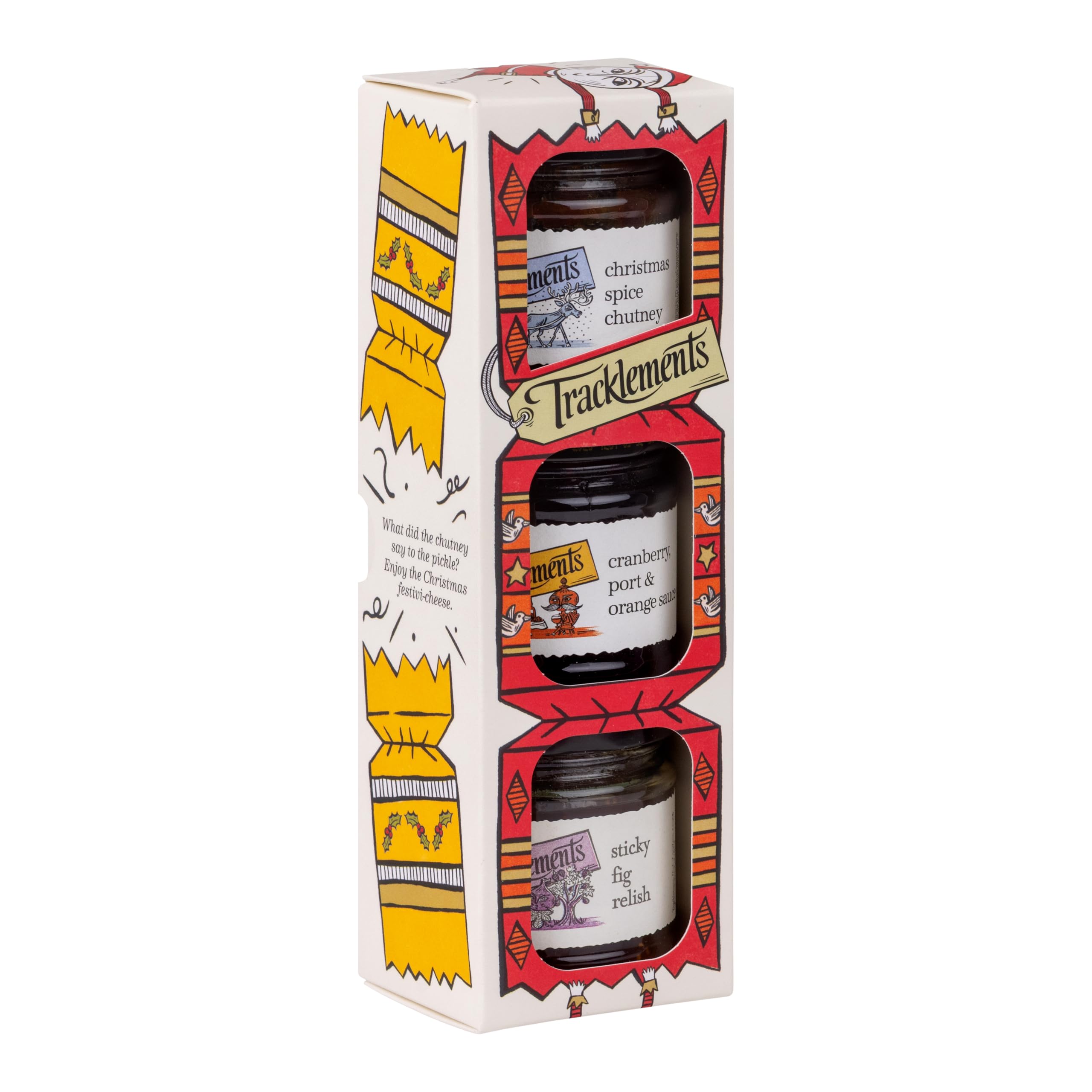 Tracklements - Cracking Christmas Collection Pack - 90g Spiced Christmas Chutney, 110g Sticky Fig Relish and 110g Cranberry, Port and Orange Sauce