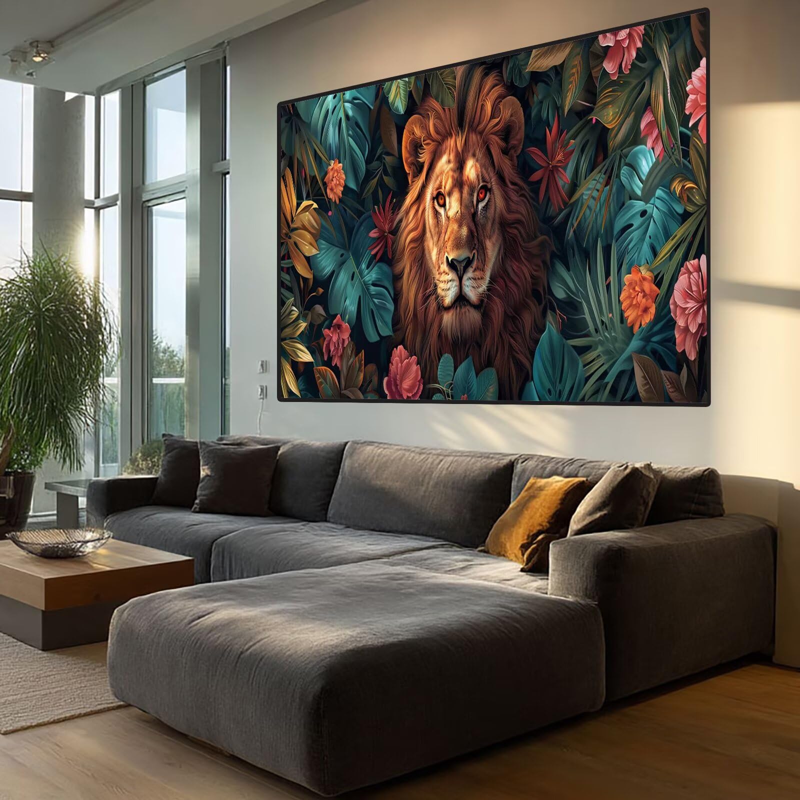 Lion Diamond Art Rainforest Diamond Painting Arts and Crafts for Adults, zestaw do malowania diamentami 5D, dorosłych, Crysta, haft krzyżykowy, zestaw do haftowania DIY dla początkujących, dekoracja
