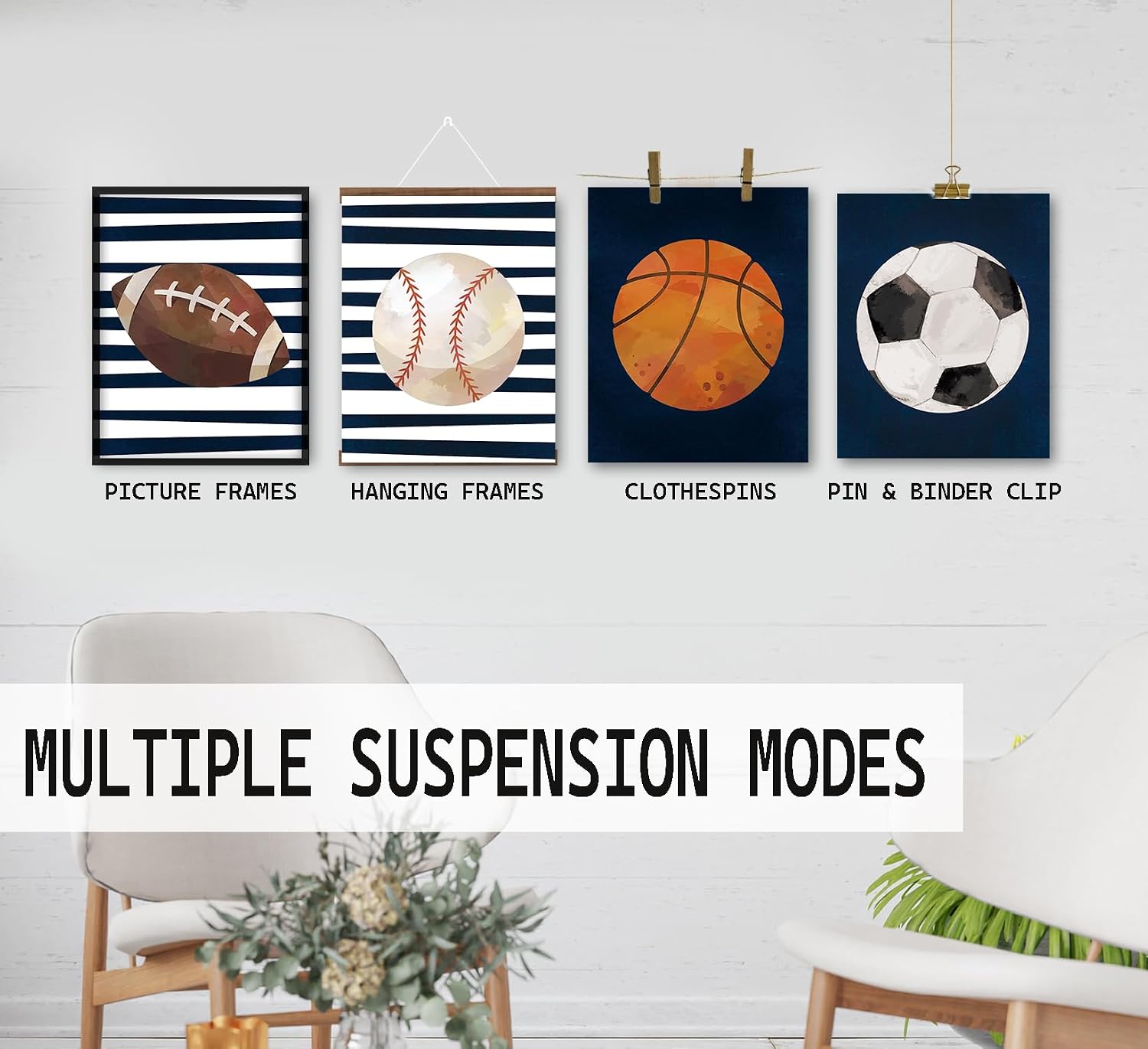 foedor Football Room Decor Sports Wall Art for Boys Bedroom, 8x10 Set of 4 image 3