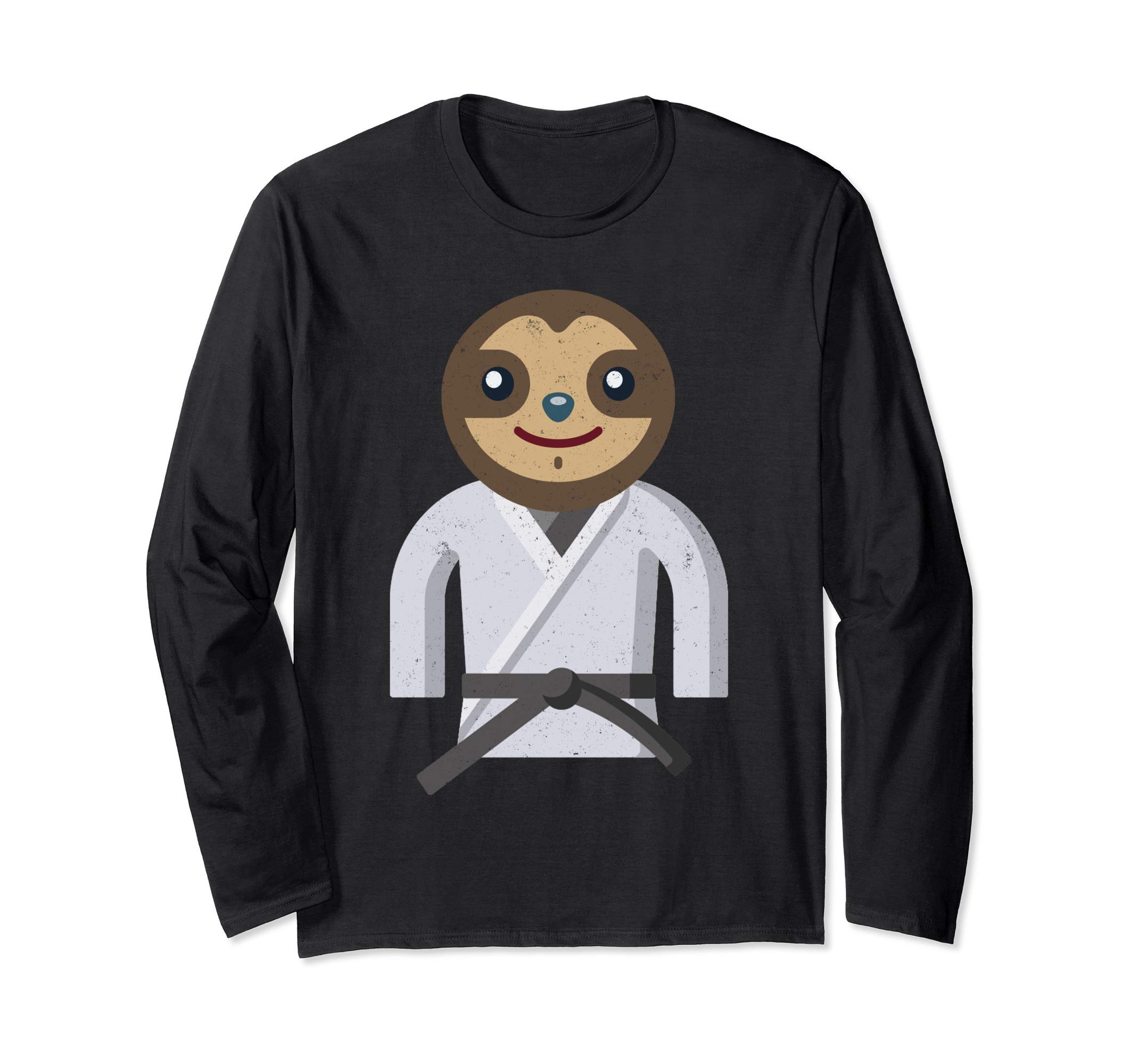 Martial Arts Karate Sloth Long Sleeve T-Shirt, Black