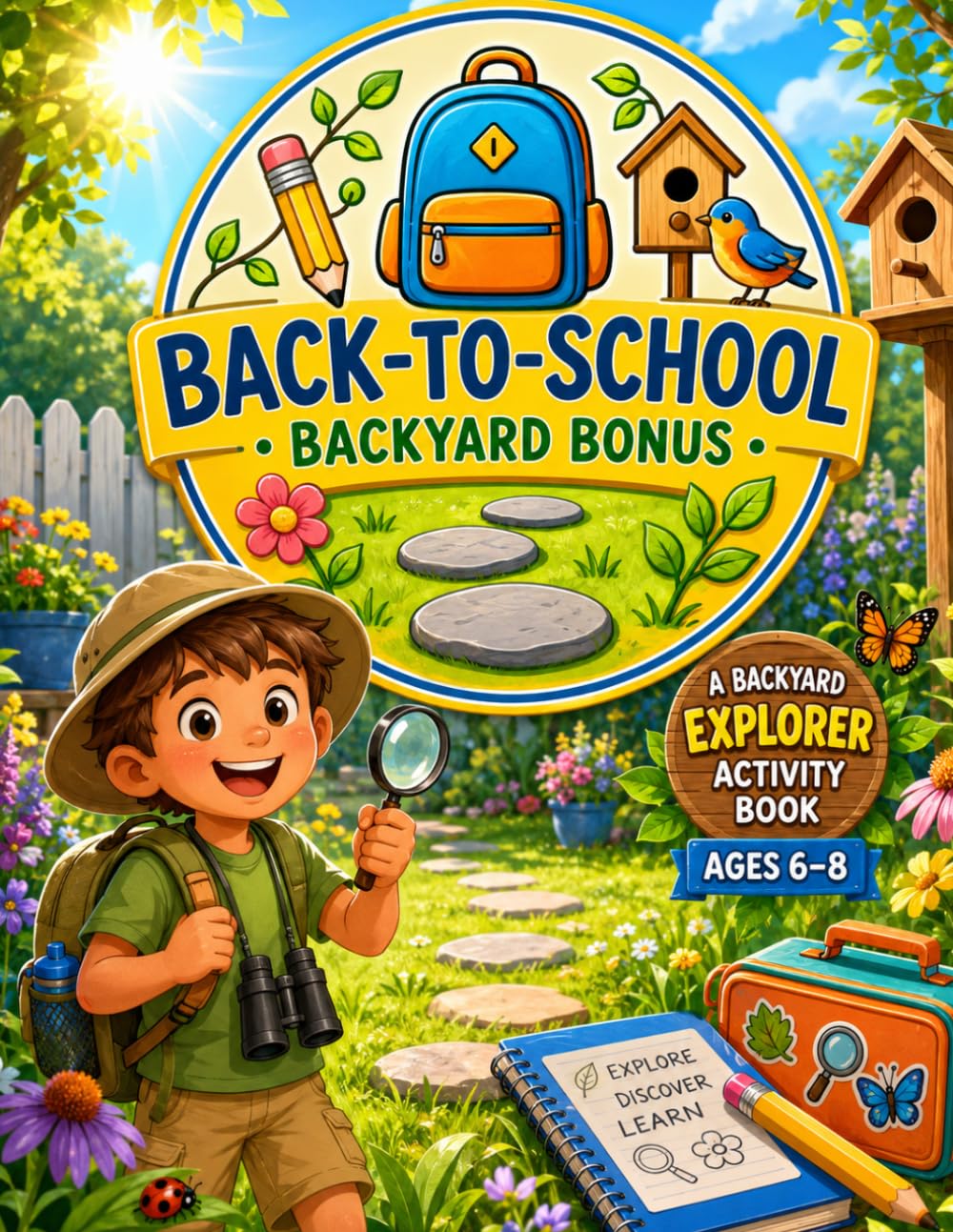 Exploring the Backyard: Back-to-School Edition: A Nature Adventure Activity Book for Curious Kids Ages 6–8 with Calm Confidence Bonus Pages, Puzzles, ... Discovery (Maya Bloom Curious Adventures)