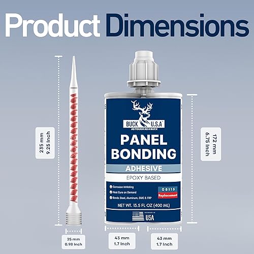 Miniatura 5 de Buck adhesivo para unión de paneles 08115, epoxi de dos partes, cartucho de 400 ml, reemplazo para adhesivo de unión de paneles 3M, une metales y