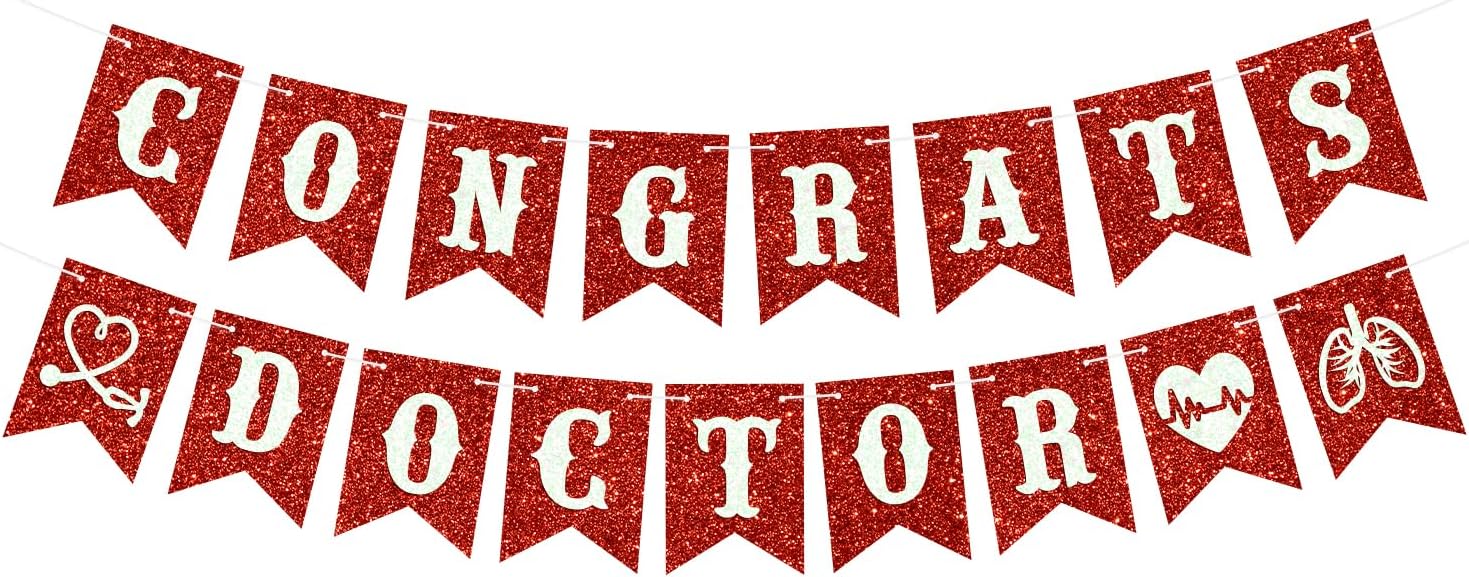 Congrats Doctor Banner, Straight Outta Medical School, Glittery Medical School Survivor Graduation 2024 Party Decorations, Congrats Grad