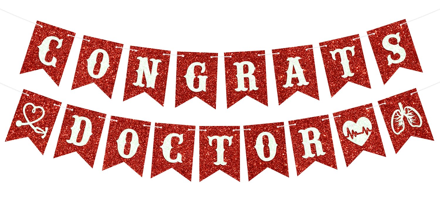 Congrats Doctor Banner, Straight Outta Medical School, Glittery Medical School Survivor Graduation 2024 Party Decorations, Congrats Grad