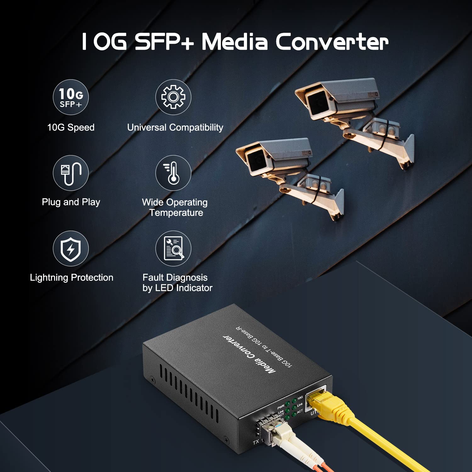 【値下げ】ct-10g-mc-3 メディアコンバータ　sfp+をrj45へ変換 メディアコンバータ RJ45(10G/5G/2.5G/1G/100BASE-T)⇔SFP+(