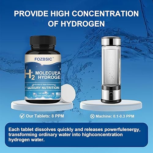 Miniatura 4 de Tabletas de agua de hidrógeno con magnesio  Pestañas moleculares H2 para agua potable, sin OMG, sin gluten y veganas  Apoya la energía  120 unidades