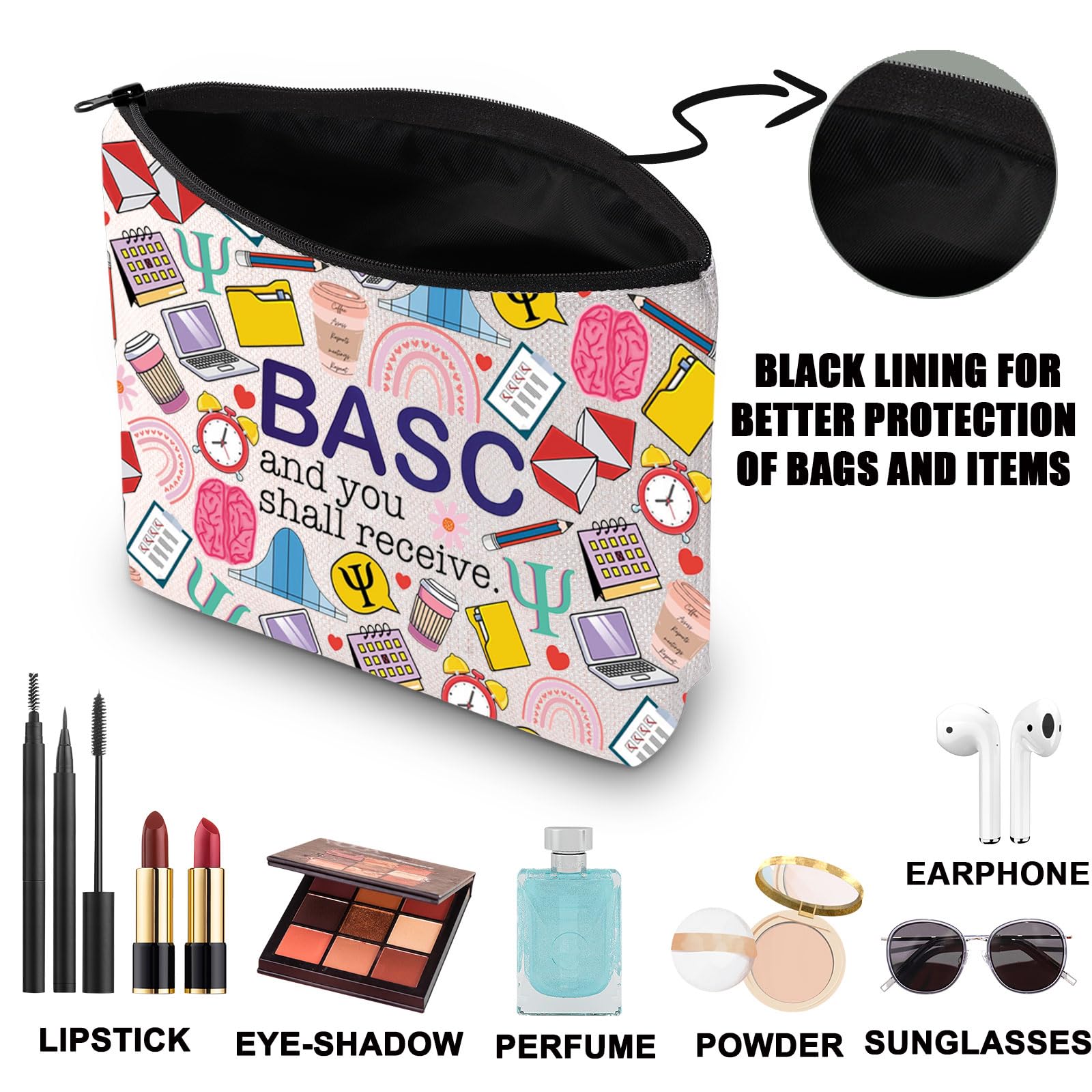 Psychologist Makeup Bag Psychology Gifts Psych Therapist Gifts BASC and You Shall Receive Psych Teacher Zipper Bag (BASC and You UK) - Image 3