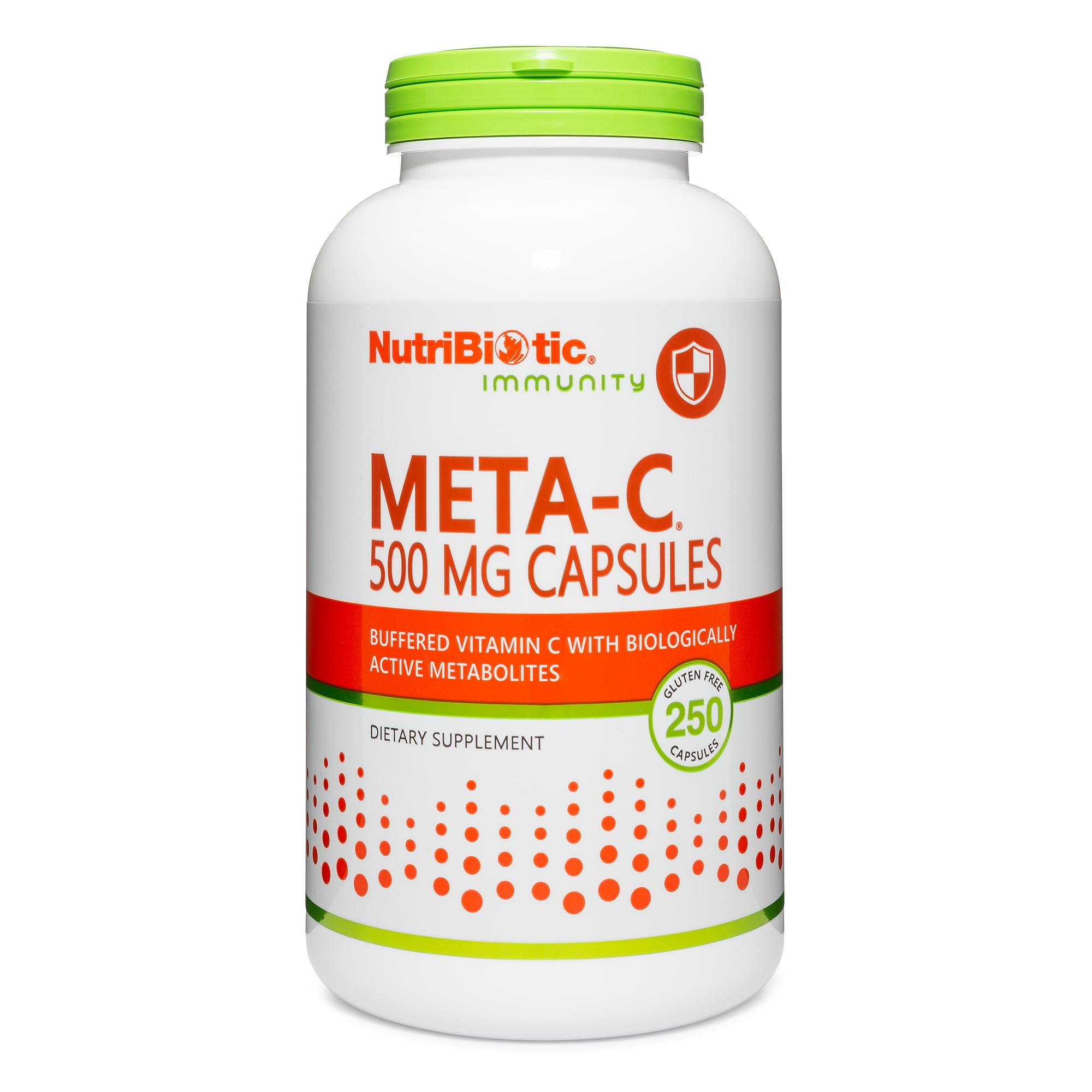 NutriBiotic Meta-C Capsules, 500 mg Spirulina-Bound Vitamin C, 250 Count | Buffered with Calcium, Biologically Active Spirulina Metabolites & Lemon Bioflavonoids | Antioxidant & Collagen Support