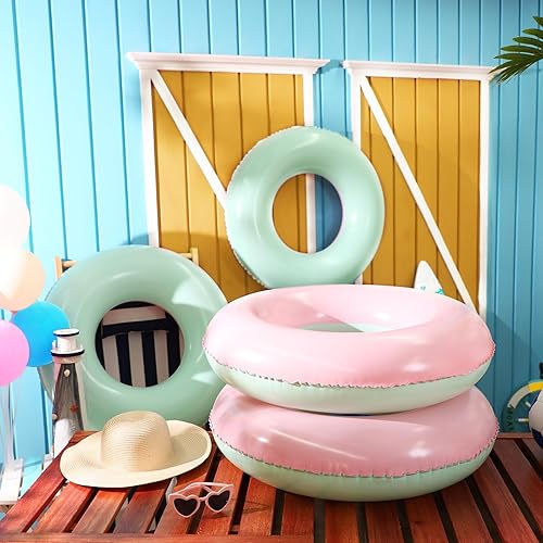 Miniatura 3 de ShinyRelief 4 flotadores inflables de piscina para adultos, tubos interiores pastel, macarrones, anillos de piscina, flotadores para cumpleaños,