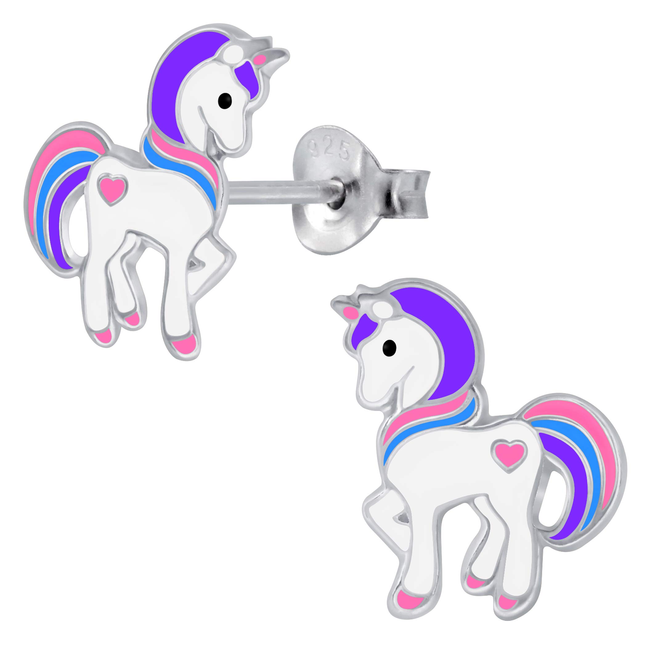 Aww So Cute92.5-925 Sterling Silver Fairytale Unicorn Stud Earrings for Kids Girls Pure Silver (ER1606)