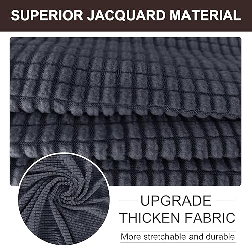 Miniatura 4 de U-NICE HOME Funda elástica para sofá de gran tamaño, 1 pieza, protector de muebles de jacquard a cuadros pequeños (XL, gris oscuro)