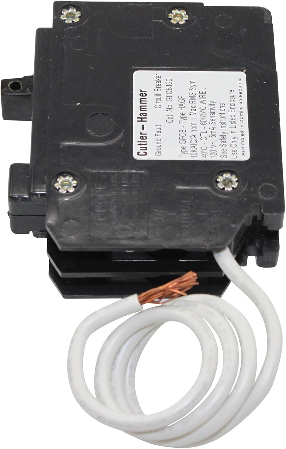 Eaton Corporation GFCB120CS Single Pole Ground Fault Interrupter Circuit Breaker, 120V, 20-Amp - Cutler Hammer Gfci Breaker - 