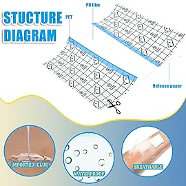 Nuanchu 9 Rolls Tattoo Aftercare Bandage Waterproof Transparent Stretch Adhesive Bandages Tape Clear Tattoo Film Wrap for Swimming, 3 Sizes(8 Inch, 10 Inch, 12 Inch Wide)