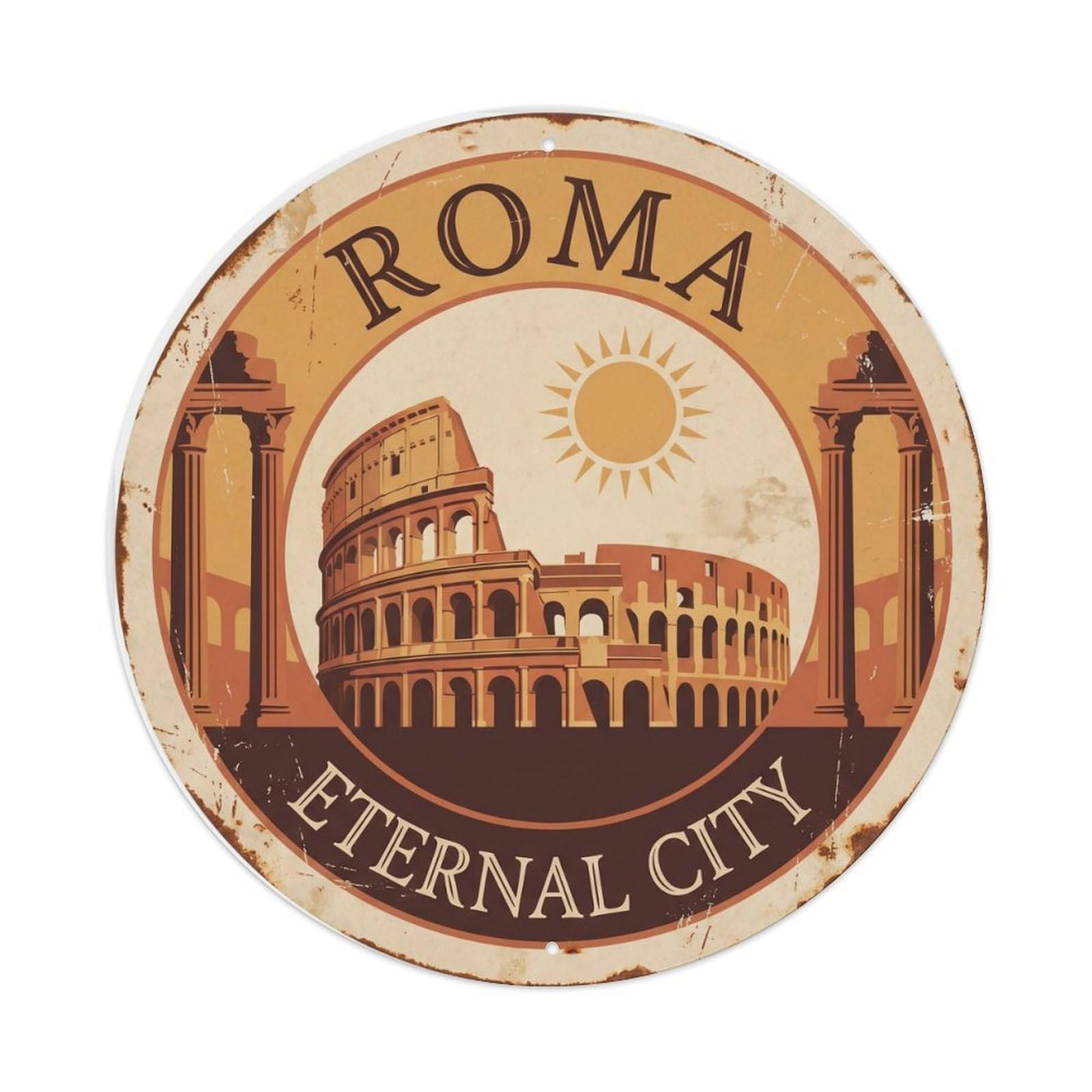 Fqnyr Style Vintage Travel Colosseum Rome Journey Metal Tin Sign
