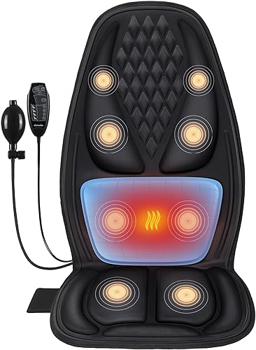 Masaje de espalda para silla con soporte lumbar 3D, masajeador eléctrico de espalda para aliviar el dolor, cojín de asiento de masaje con 3