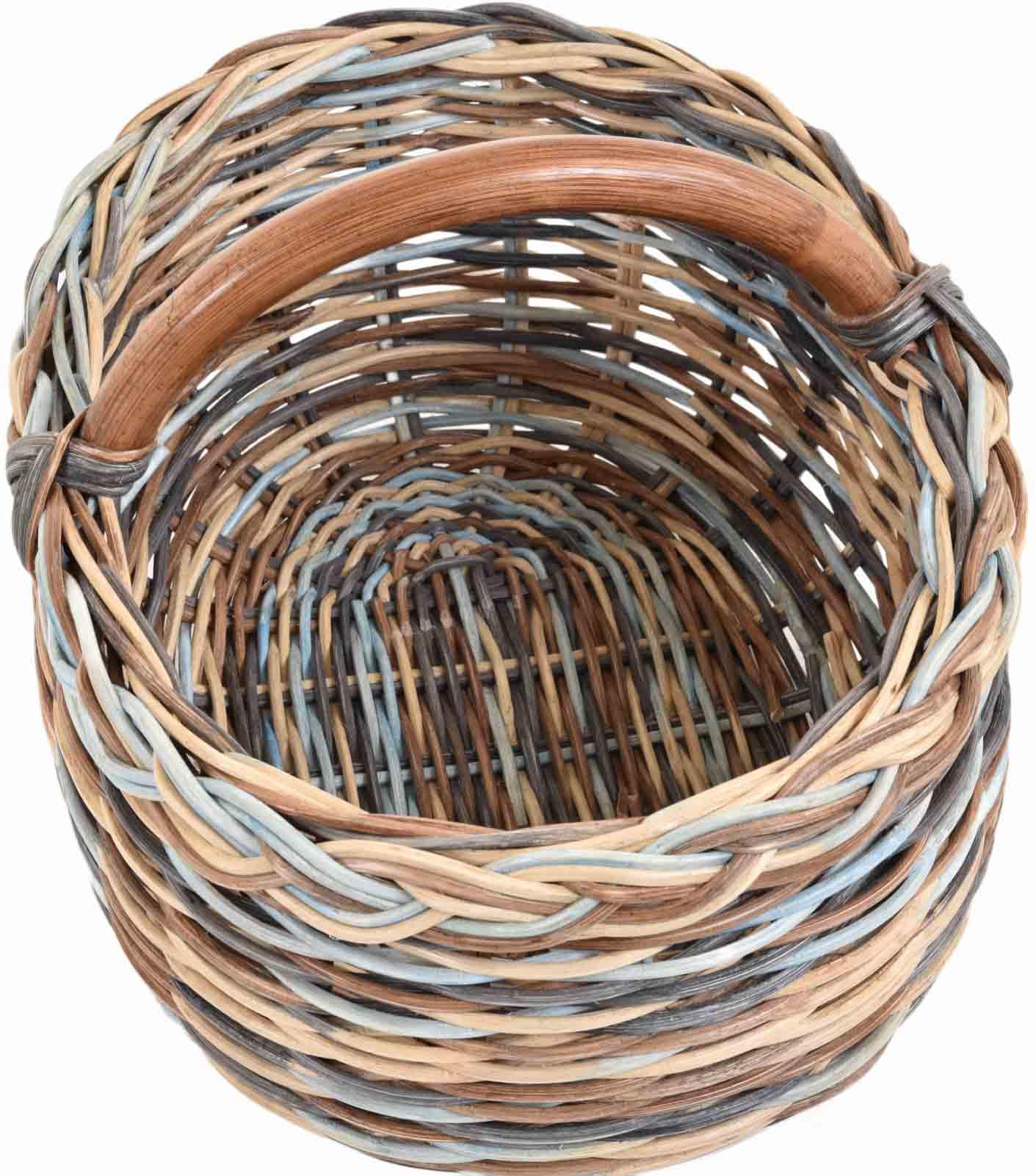 Kosz samochodowy na zakupy, naturalny rattan, z uchwytem, lekki i stabilny (wielokolorowy)