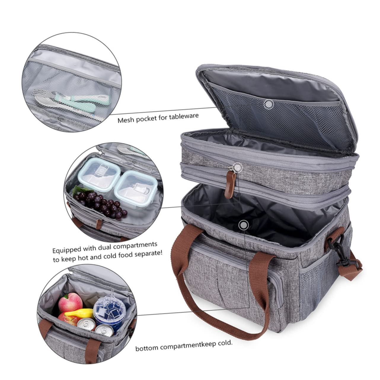 Cabilock Wasserdichte Lunch-tasche Mit Großem Fassungsvermögen Wärmeisolierend Bento-tasche Für Lunchboxen Und Getränke Leicht Zu Transportieren
