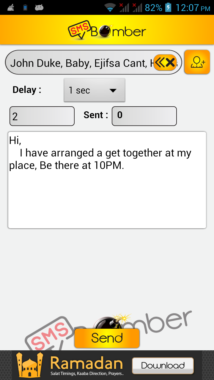SMS Bomber App on the Amazon Appstore