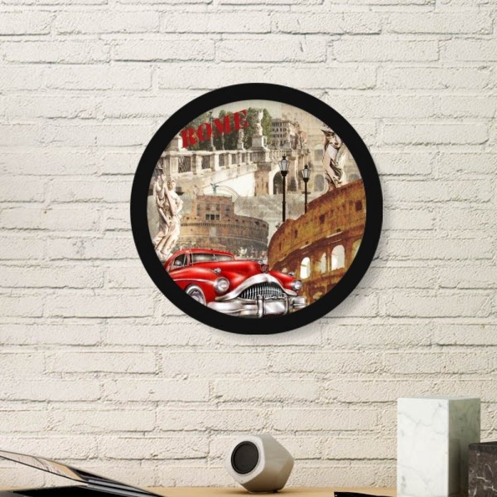 Cadre photo de Rome miniature illustration ronde noire pour étagère