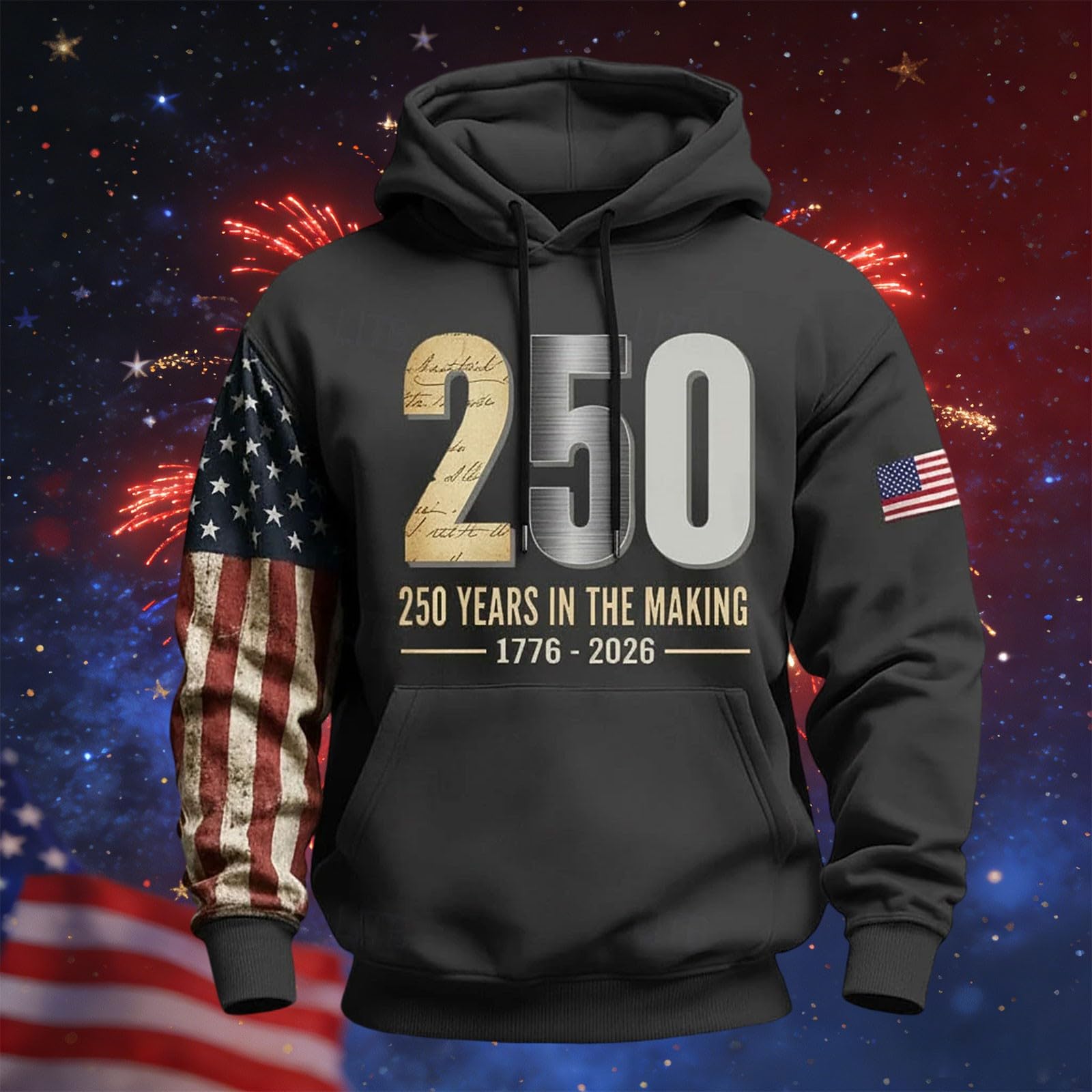 Ropa De Verano Hombre Sudadera con Capucha Y Estampado America para Hombre, Estilo Casual, 2026, Conmemorativa del Aniversario. Heavy (Dark Gray, L) Deportiva Cortavientos Oversized
