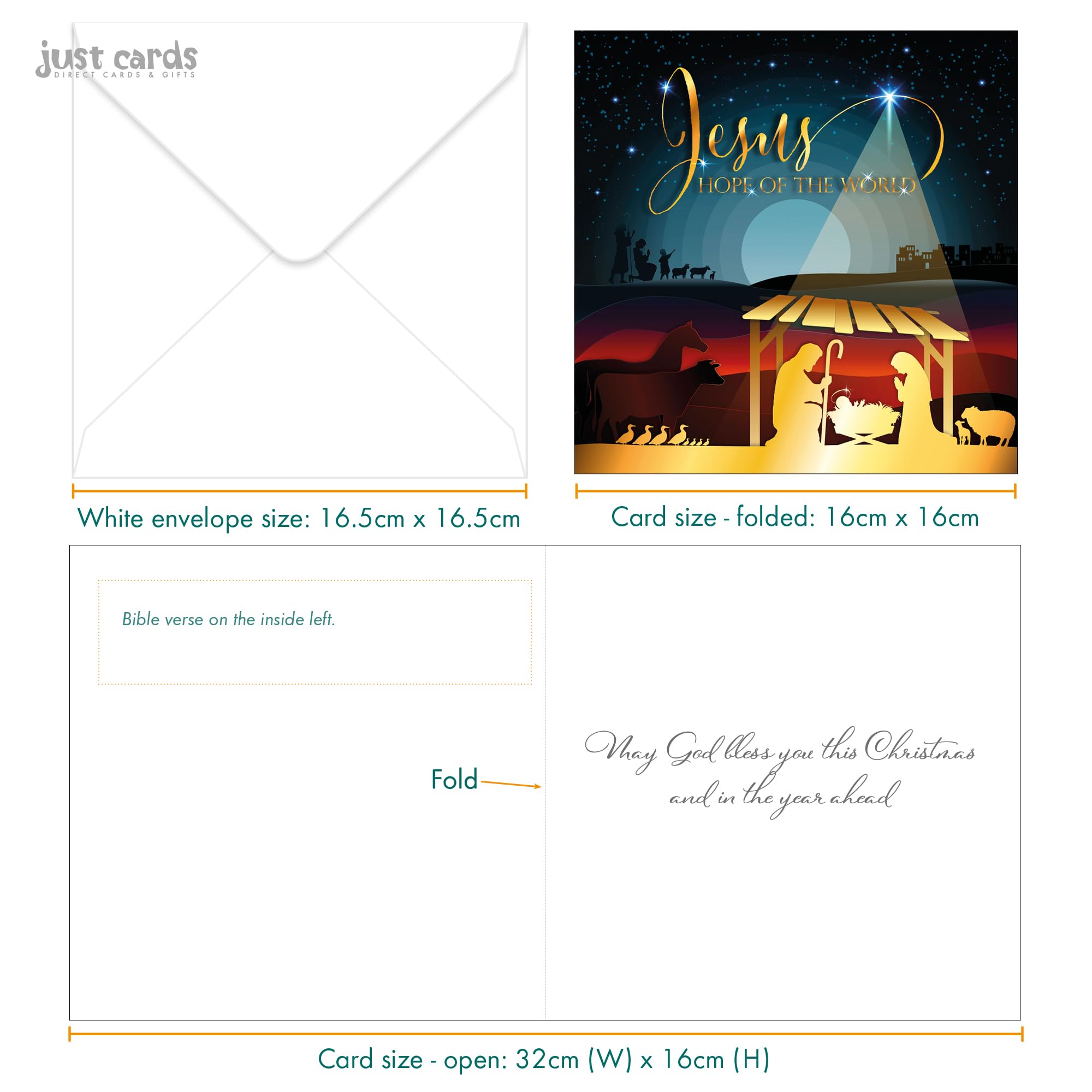 Christian Christmas cards, pack of 10, Hope, with Bible verse Romans 15:13 inside these religious Christmas cards - Image 4