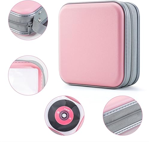 Miniatura 31 de Funda para DVD/CD, soporte portátil de capacidad para 48 - Organizador de cartera de almacenamiento de plástico duro para automóvil (morado)