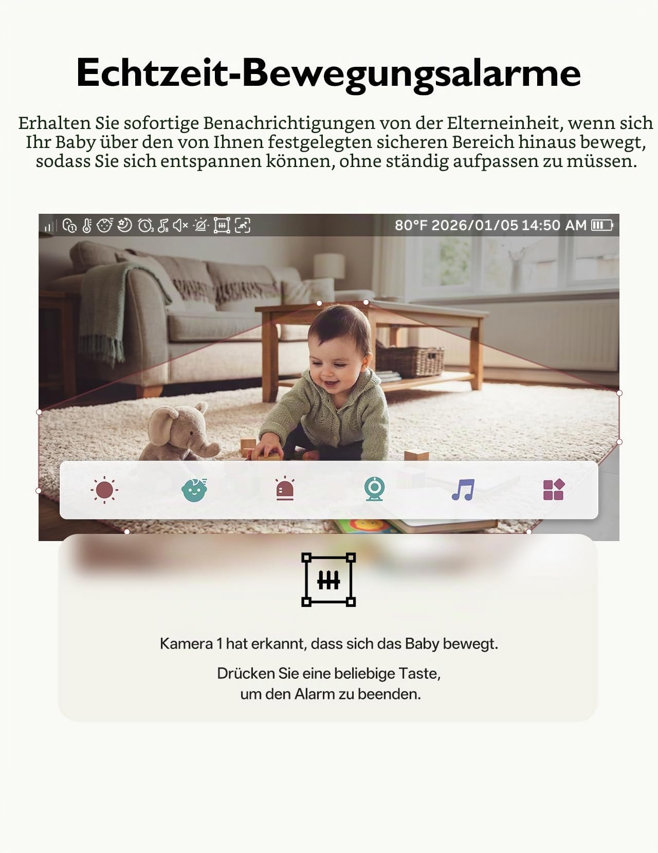 Momcozy BM03 Upgrade Babyphone mit Kamera ohne WLAN, 5,5-Zoll 1080P Baby Monitor, Sicherheitszonen-Alarm, Bewegungserkennung, Nachtsicht, VOX-Modus, Gegensprechfunktion, 500 m Reichweite Babyfon