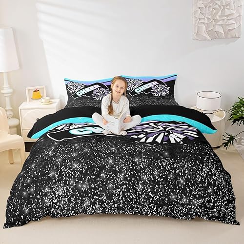 Miniatura 4 de Feelyou Juego de ropa de cama azul y morado con diseño de animación, funda de edredón para niños y niñas, amantes de la gimnasia, funda de edredón