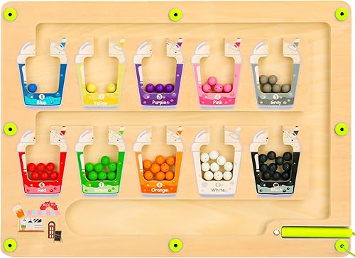 Laberinto magnético de color y número Montessori para niños, imán de madera, tablero de rompecabezas de conteo de colores, actividades educativas