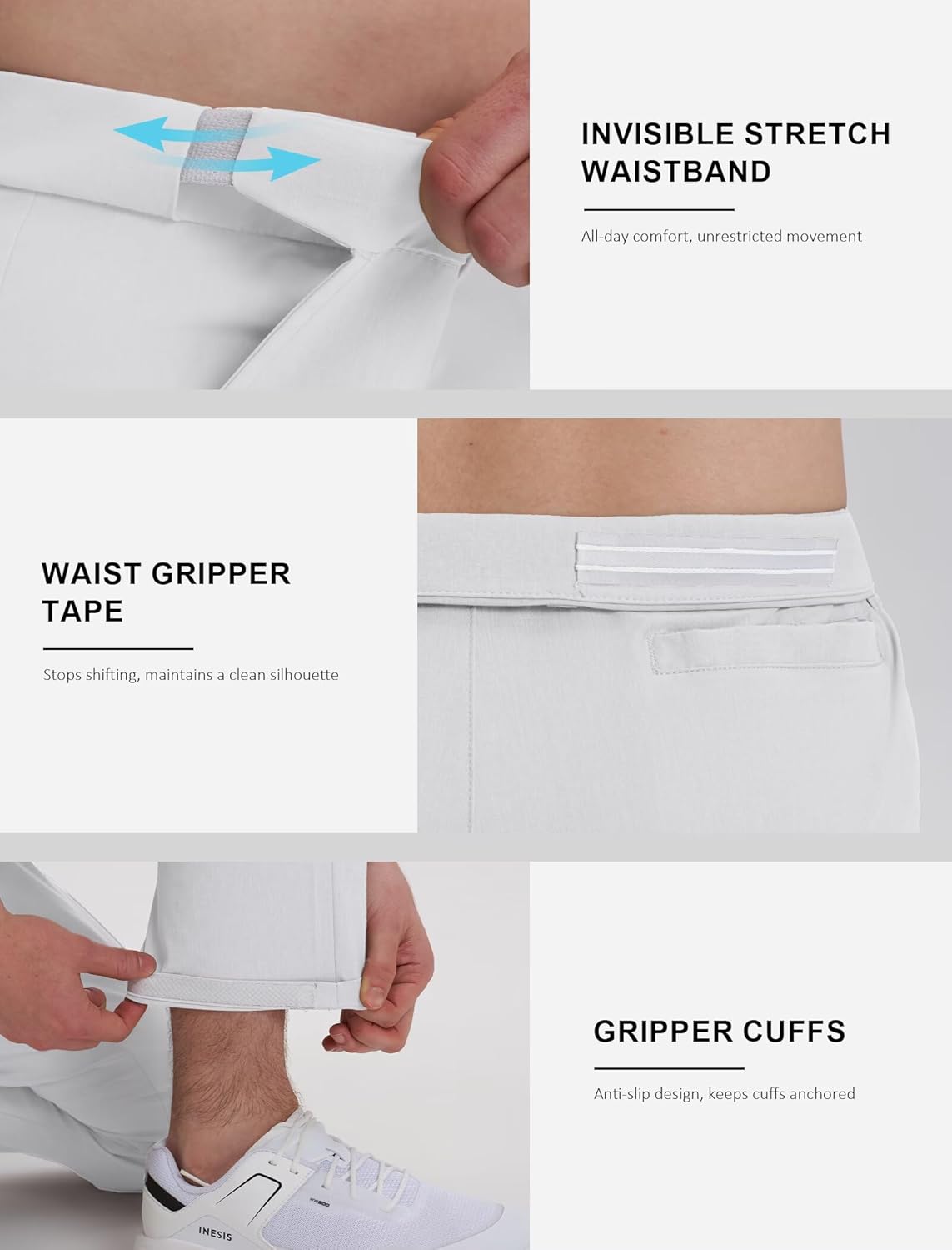 Men's Golf Pants Comfy Stretch Waist Lightweight Quick Dry Casual Work Dress Slacks with 4 Pockets, 30"/32"/34" Inseam