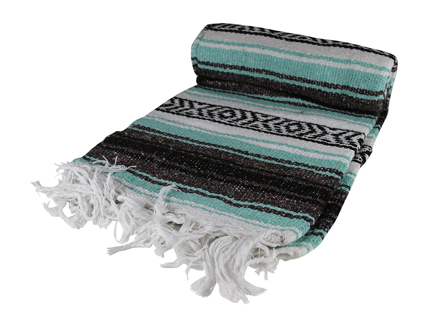 Authentic Mexican Falsa Blanket (Light Blue)