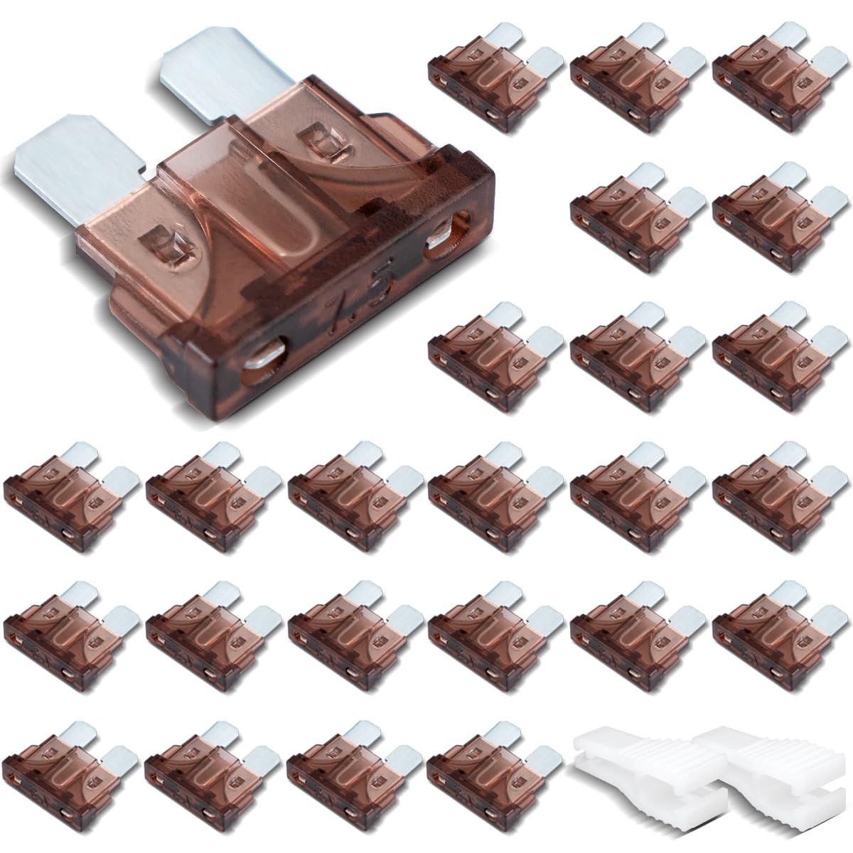 25 Piezas Fusible Mini, Fusible Plano 10A con 2 Clips de Plástico para Coche, Camión y Moto — view 23