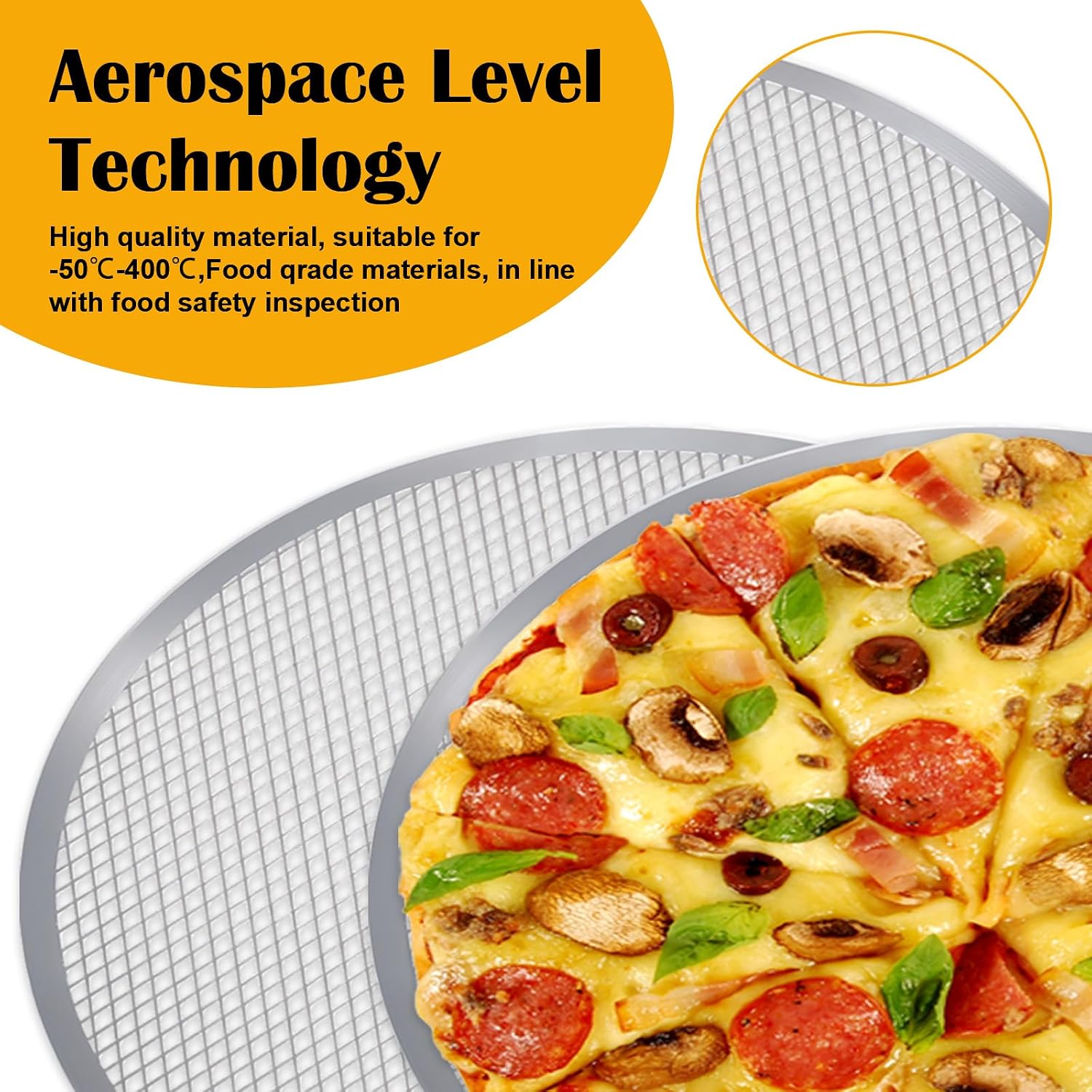 4 Pcs Pizza Screen, Aluminum Alloy Seamless Pizza Screen Non Stick Mesh Net Baking Tray Cookware Kitchen Tool for Oven, Dishwasher Safe & Microwave Safe 8/10/12/14 inch