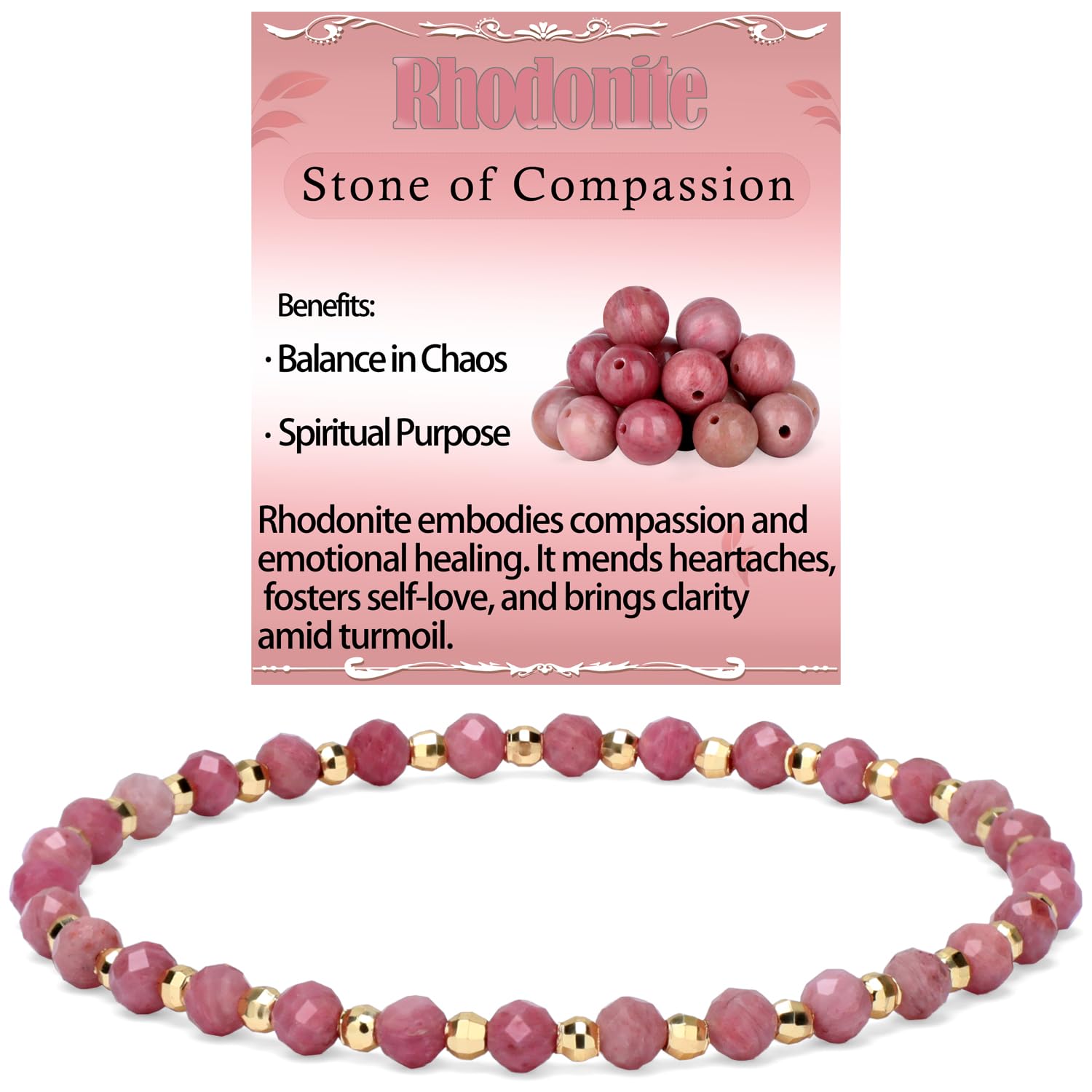 LPBeads 3mm Natural Faceted Healing Stone Stretchy Bracelet Tiny Round Genuine Gem Beads Crystal Jewelry Gift for Women